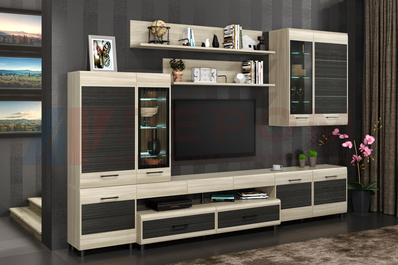 Набор мебели для гостинной Лером КАМЕЛИЯ 4 (Ясень Асахи комби)