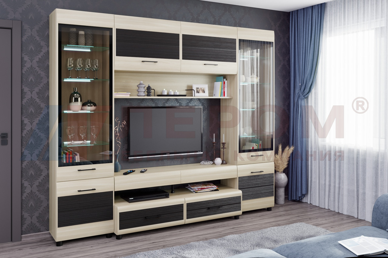 Набор мебели для гостинной Лером КАМЕЛИЯ 11 (Ясень Асахи комби)