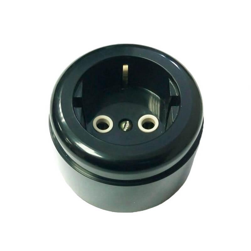 IE Розетка с заземляющим контактом, 220/16А  (чёрная)