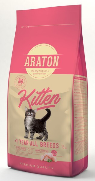 Araton Kitten сухой корм для котят до 1 года.15кг(Литва)