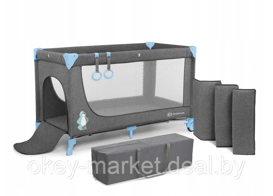 Детский манеж-кровать Kinderkraft JOY голубой