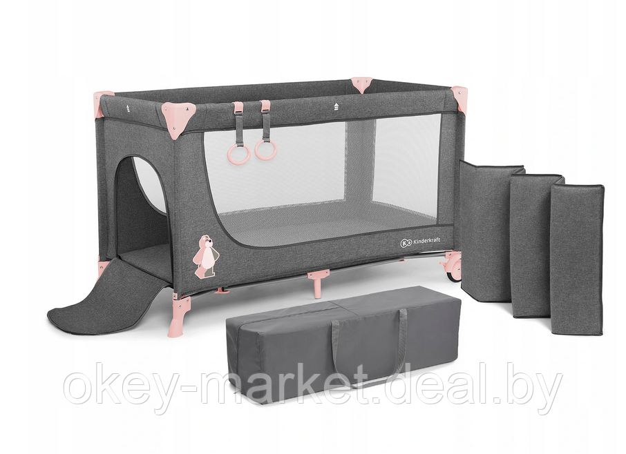 Детский манеж-кровать Kinderkraft JOY розовый, фото 2