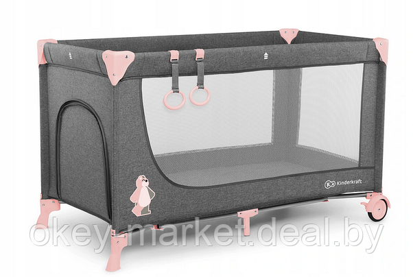 Детский манеж-кровать Kinderkraft JOY розовый, фото 3