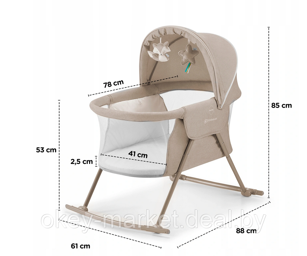 Детская кроватка-люлька Kinderkraft Lovi Beige - фото 7 - id-p153592363