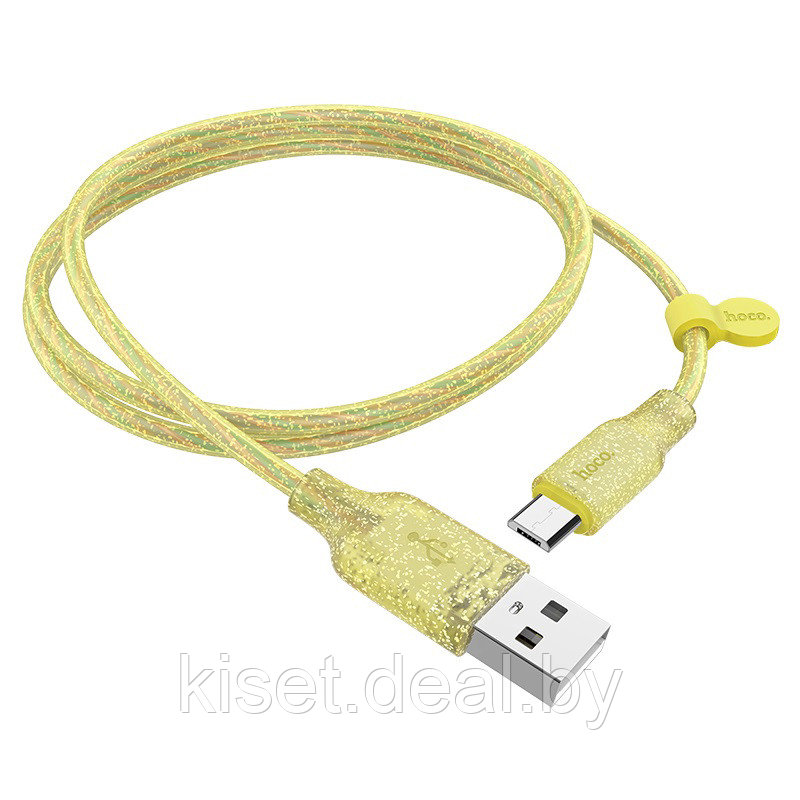 Кабель HOCO U73 Micro-USB 2.4A 1.2m желтый - фото 2 - id-p153597974