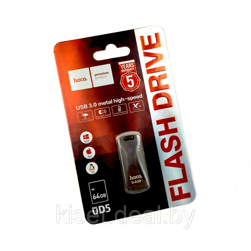 Флешка USB 3.0 Flash HOCO UD5 64GB серый - фото 1 - id-p153597975