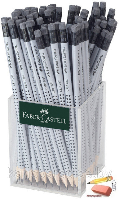 Карандаш чернографитный Faber-Castell GRIP 2001, HB, с ластиком
