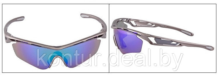 Очки солнцезащитные XQ505, (серый металлик / синие revo) +2 доп. линзы - фото 3 - id-p153633125