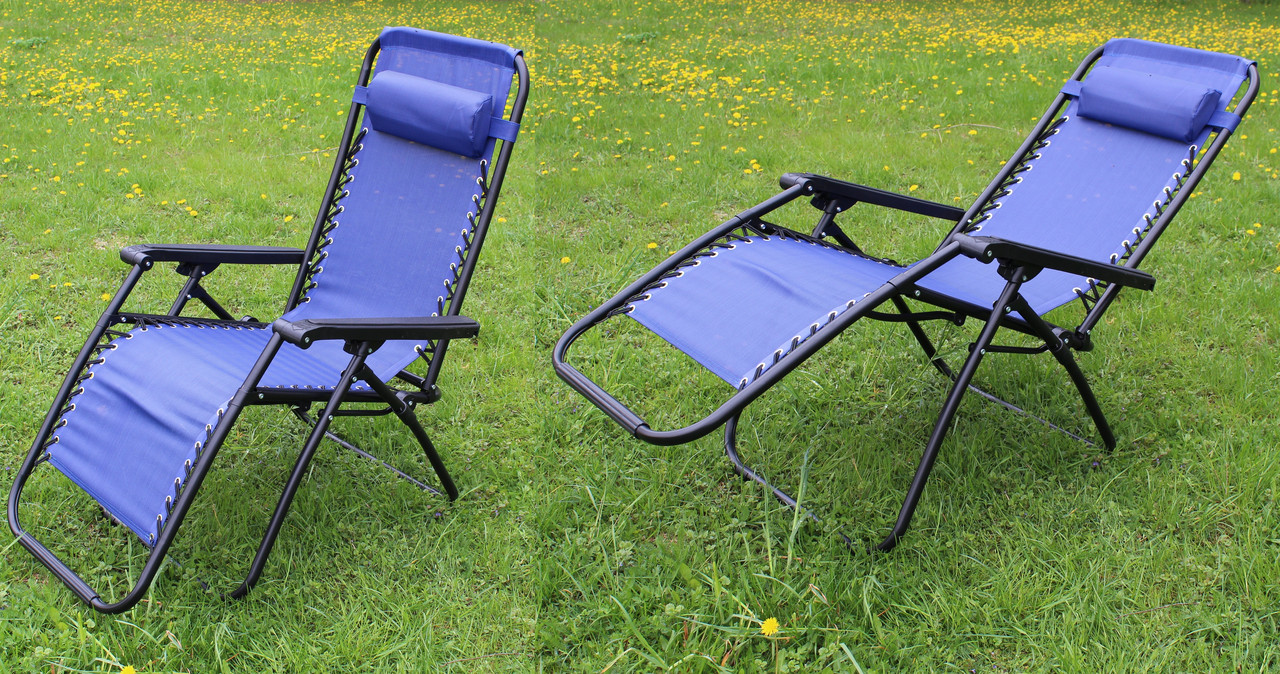 Кресло шезлонг складное синее (178см длина), фото 1