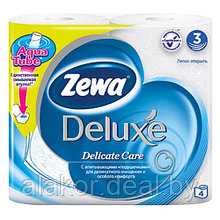 Бумага туалетная, трехслойная, белая, без аромата, «Zewa Deluxe» (4рул./уп. )