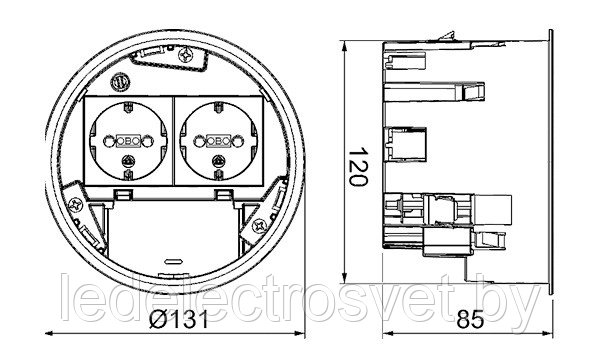 Коробка MT R2 VDE монтажная, укомплектованная розеткой 2х2P+E нем.ст., для люков GES R2, полиамид - фото 2 - id-p153664077