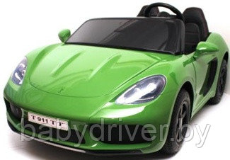 Детский электромобиль RiverToys Porsche Cayman T911TT (зеленый глянец) автокраска двухместный