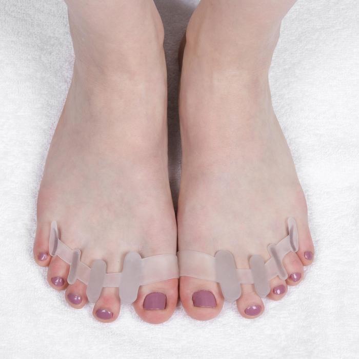 Корректоры для пальцев ног, на 5 пальцев, силиконовые, пара, цвет белый - фото 1 - id-p153627136