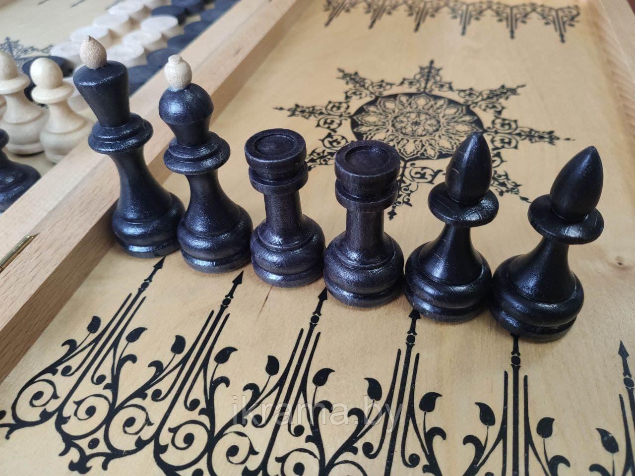 3 в 1 Нарды, шахматы и шашки темные большие - фото 2 - id-p78761182