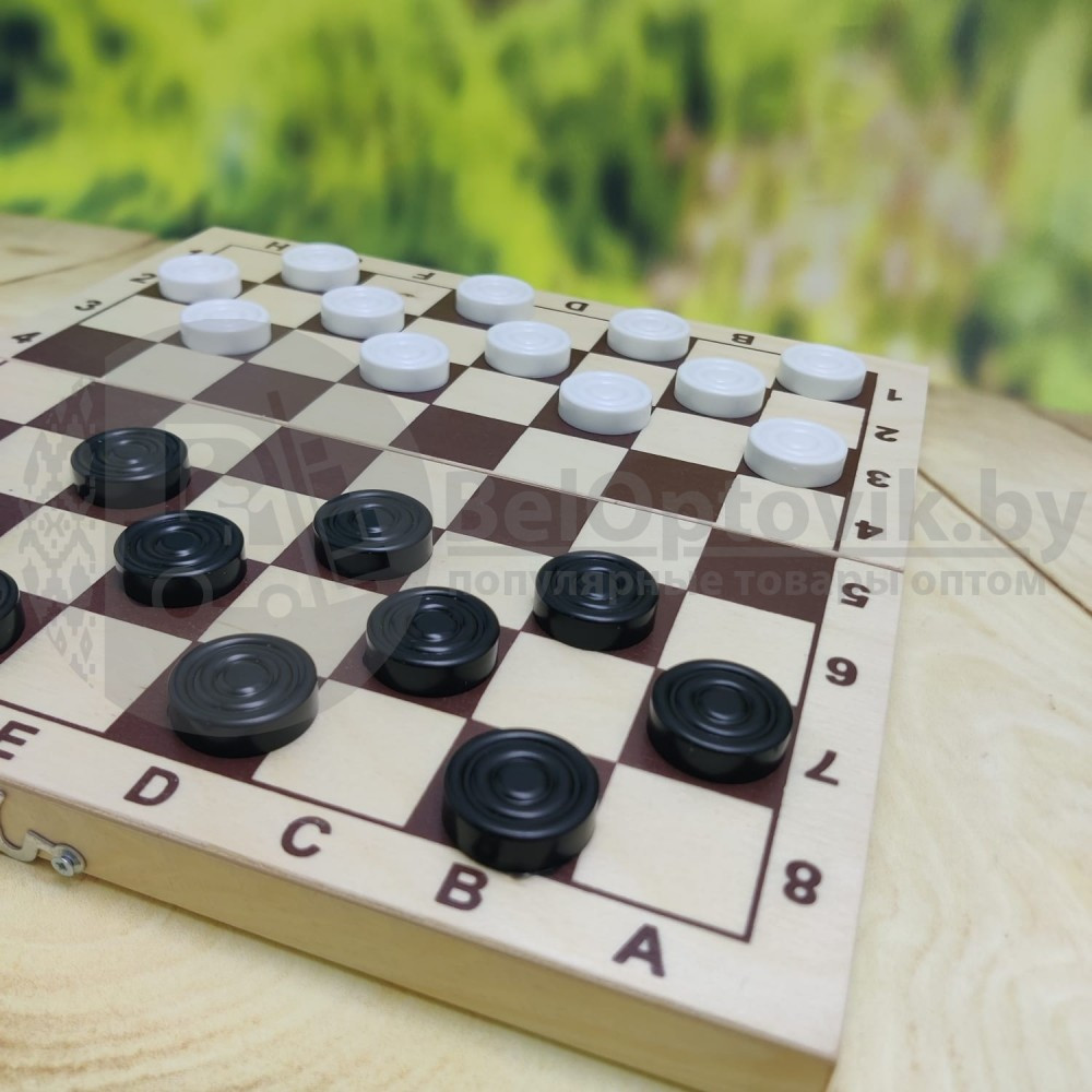 Настольная игра Пластиковые шашки в комплекте с деревянной доской - фото 3 - id-p153787327