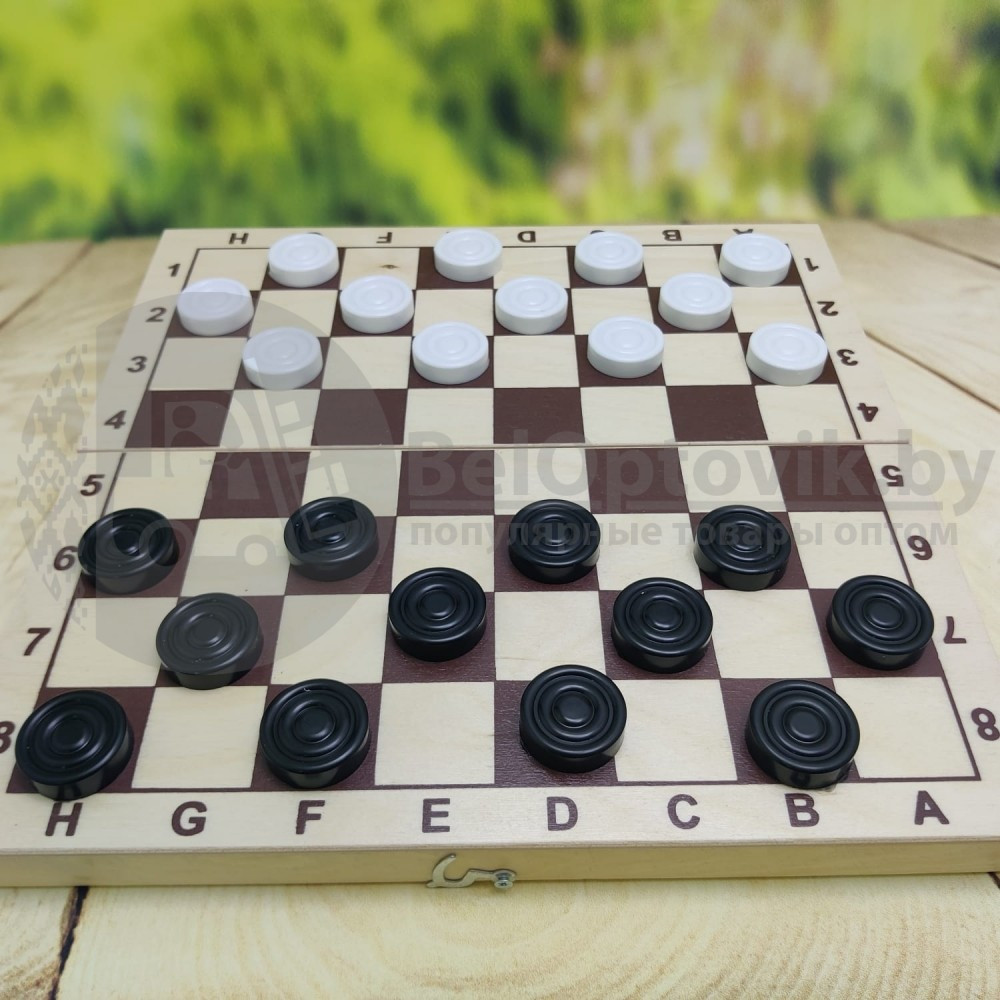 Настольная игра Пластиковые шашки в комплекте с деревянной доской - фото 4 - id-p153787327
