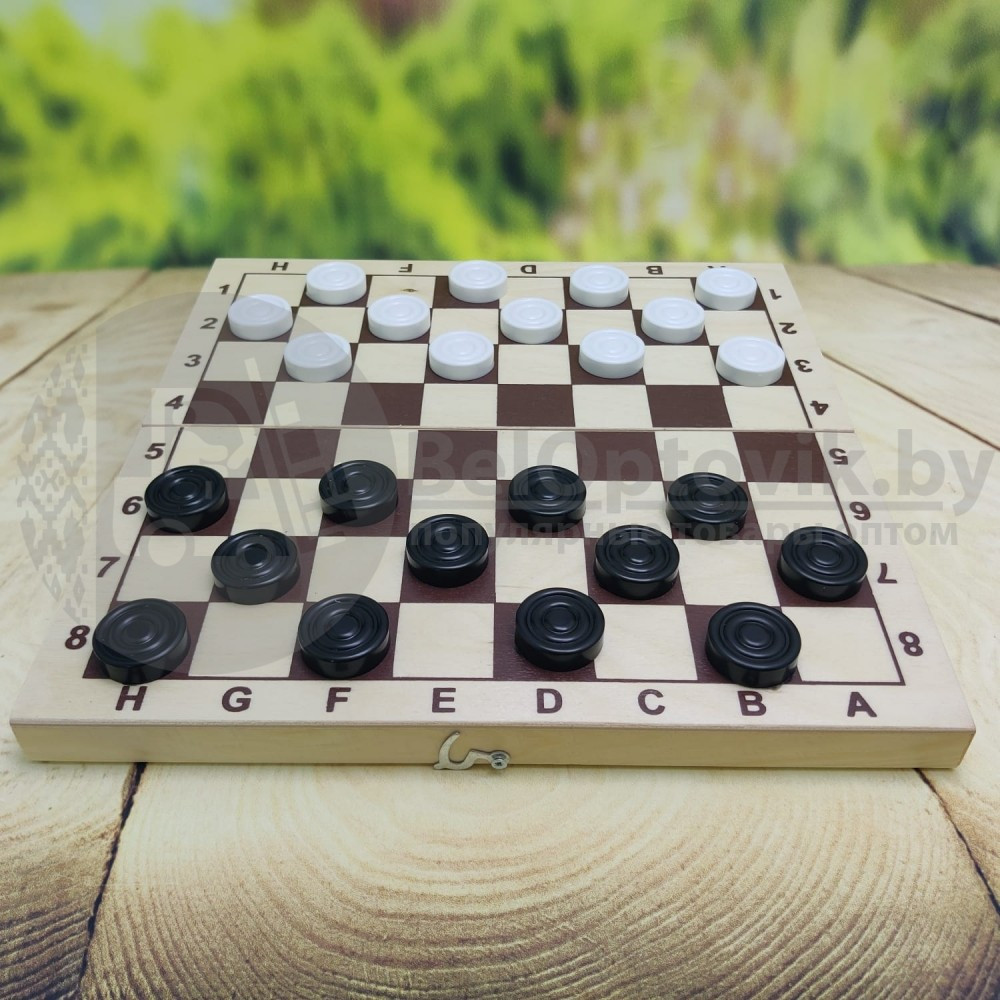 Настольная игра Пластиковые шашки в комплекте с деревянной доской - фото 6 - id-p153787327