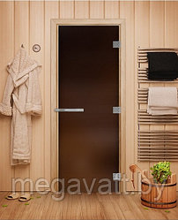 DoorWood 700x1900 "ЭТАЛОН" (бронза матовая, 10мм, коробка Ольха)