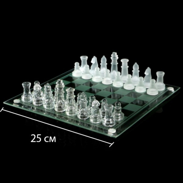 Шахматы прозрачные Стеклянная доска 25 см - фото 1 - id-p153790295
