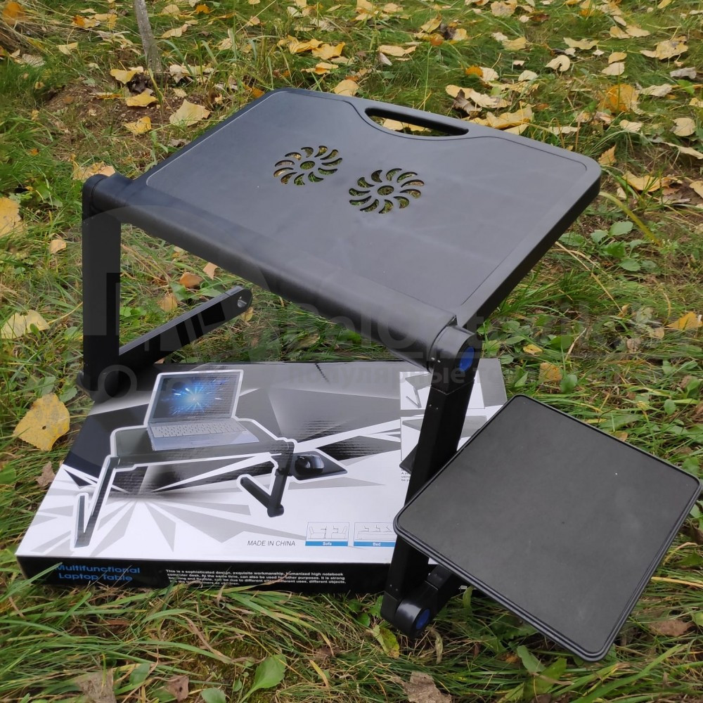 Складной cтолик трансформер для ноутбука Multifunctional Laptop Table T9 New с 2-мя вентиляторами и - фото 9 - id-p153789552