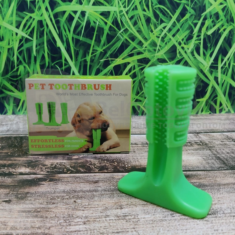 Зубная силиконовая щетка игрушка массажер для чистки зубов мелких пород собак Pet Toothbrush Зеленый - фото 2 - id-p153787371