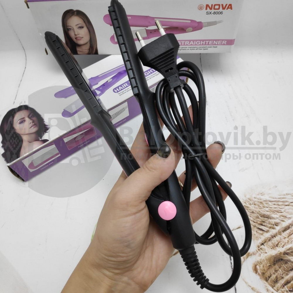 Керамический стайлер Плойка - утюжок 3,0 см шир. для укладки волос NOVA SX-8006 Фиолетовый - фото 8 - id-p153789562