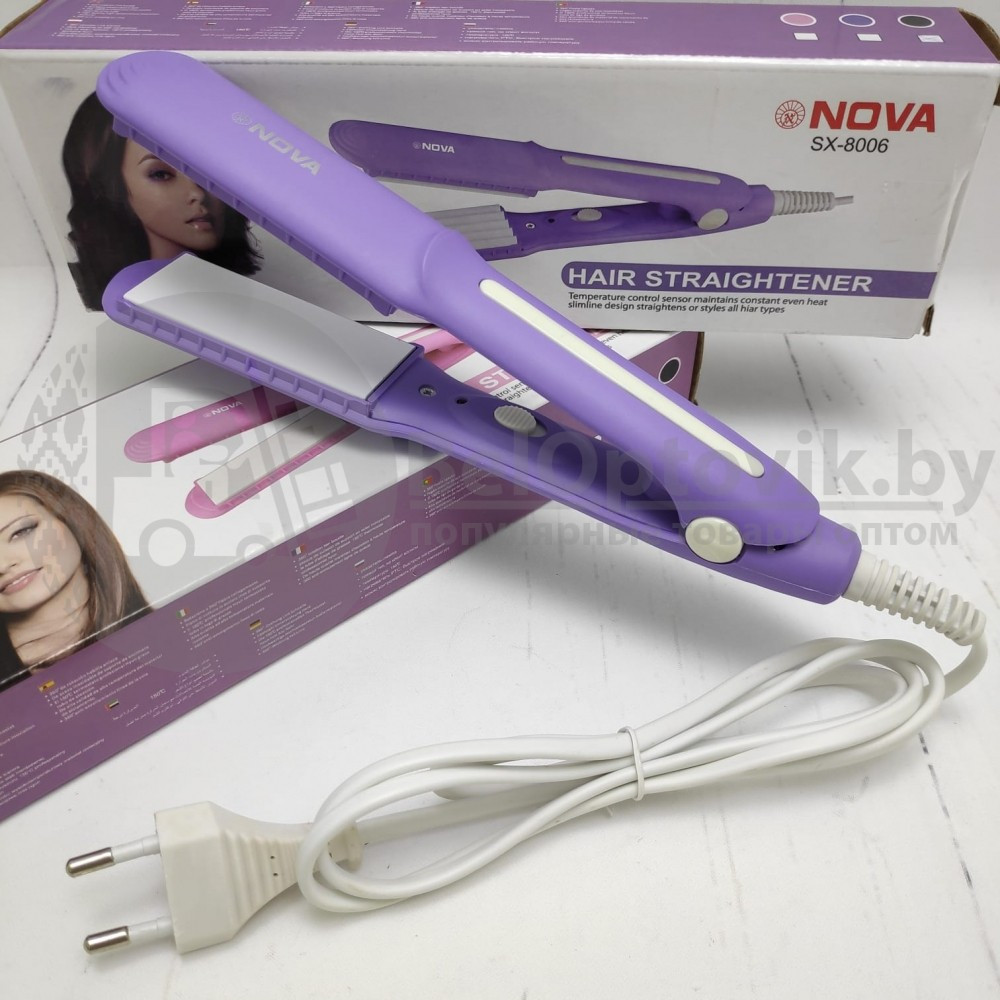 Керамический стайлер Плойка - утюжок 3,0 см шир. для укладки волос NOVA SX-8006 Фиолетовый - фото 10 - id-p153789562