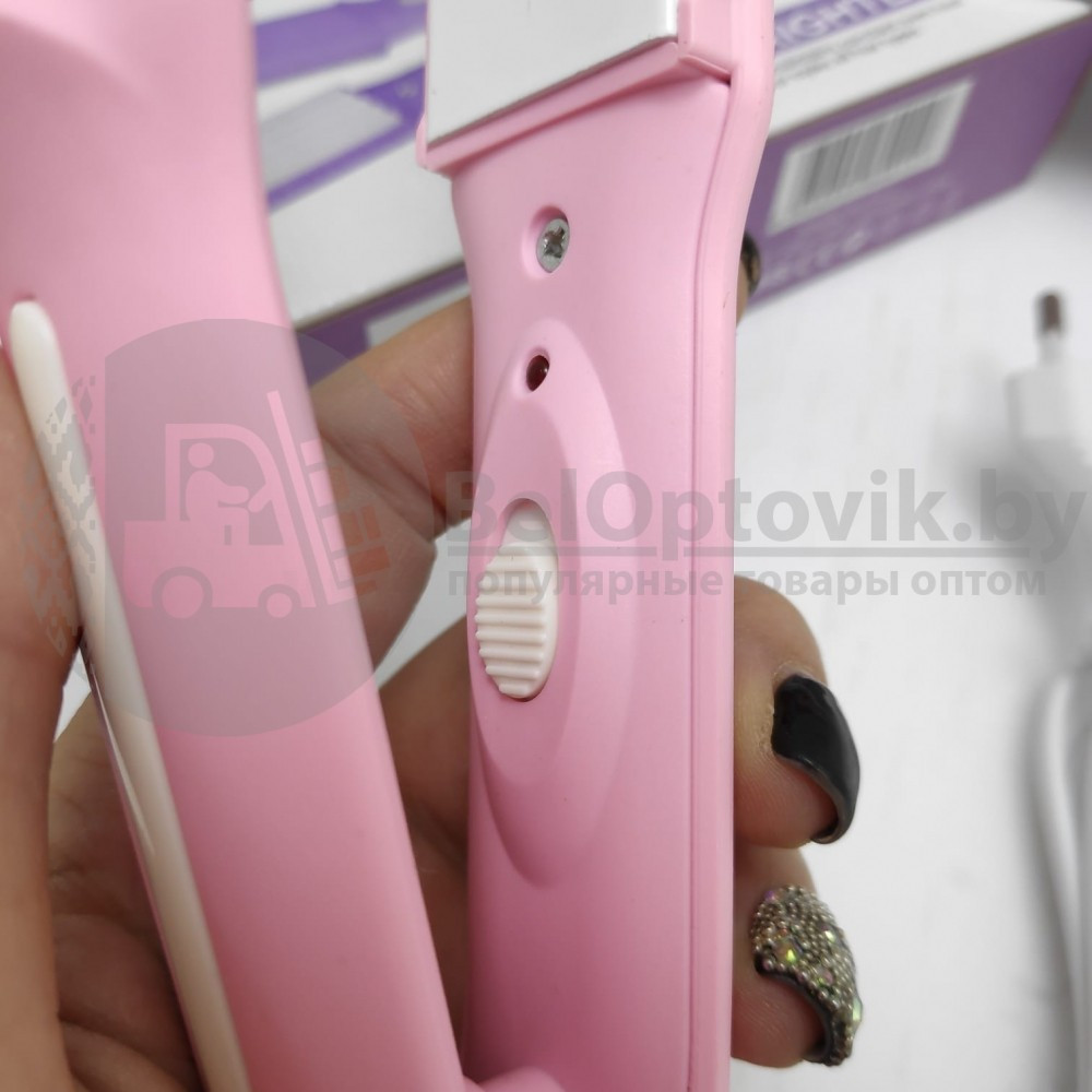 Керамический стайлер Плойка - утюжок 3,0 см шир. для укладки волос NOVA SX-8006 Розовый - фото 4 - id-p153789563