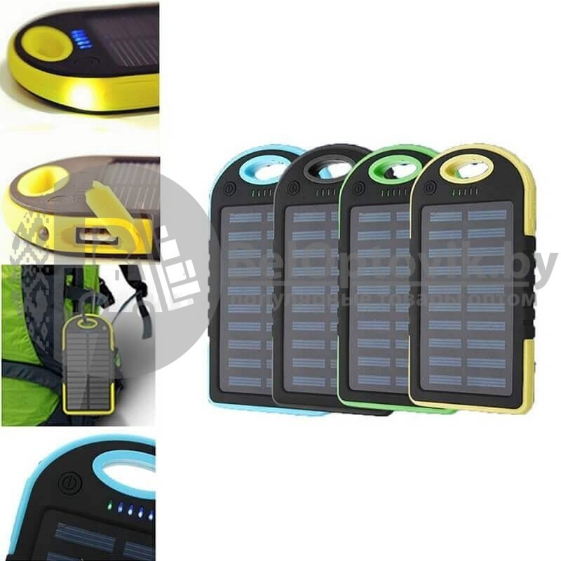УЦЕНКА Внешний аккумулятор на солнечных батареях Solar Сharger 5000mAh Черный - фото 3 - id-p153789583