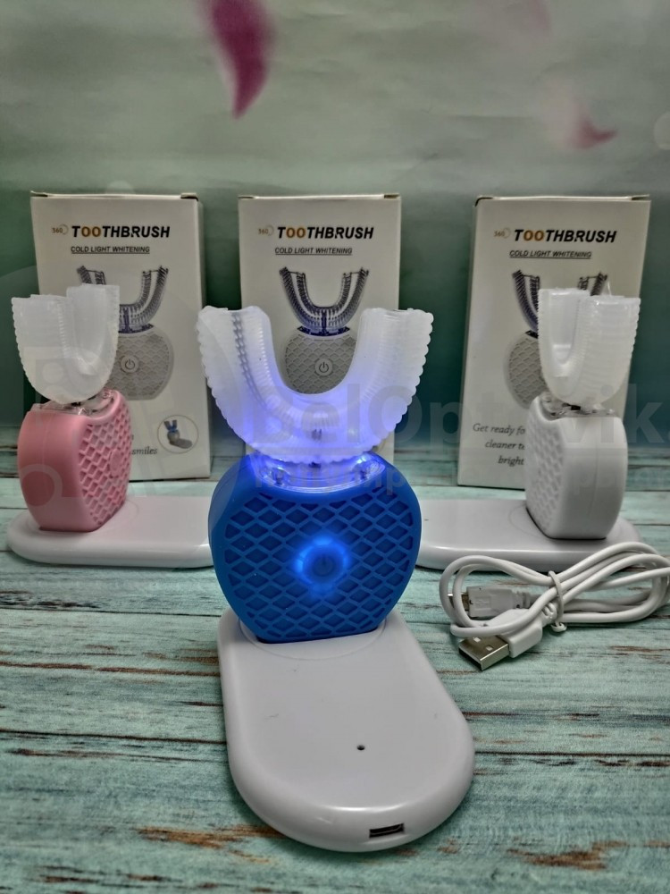 Ультразвуковая электрическая отбеливающая зубная щетка Toothbrush Cold Light Whitening Синий - фото 8 - id-p153789629