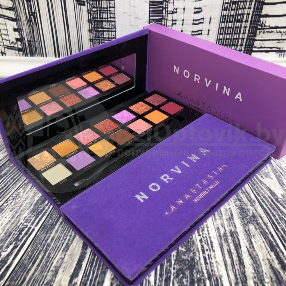 Палетка теней с зеркалом Anastasia Beverly Hills NORVINA, 14 оттенков кисть - фото 2 - id-p153789707