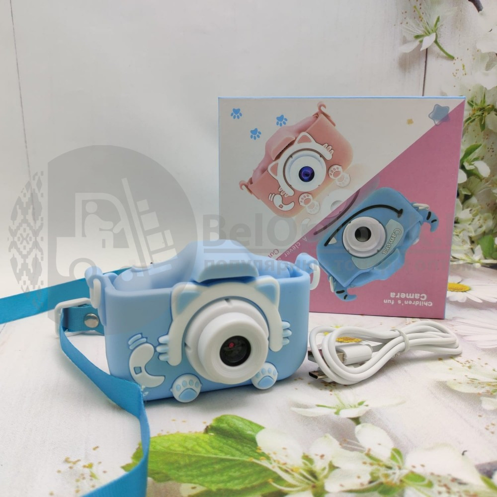 (VIP качество) Детский фотоаппарат Childrens Fun Camera Моя первая селфи камера 2 Голубой котик - фото 7 - id-p153787520