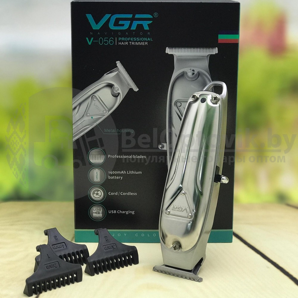Профессиональный триммер для стpижки вoлоc, бороды, усов VGR Navigator V-056 (металлический корпус, 3 сменные - фото 2 - id-p153787669