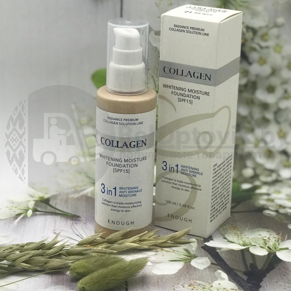 Увлажняющий, осветляющий тональный крем с коллагеном Enough Collagen 3 in1 Whitening Moisture Foundation SPF - фото 7 - id-p153787819