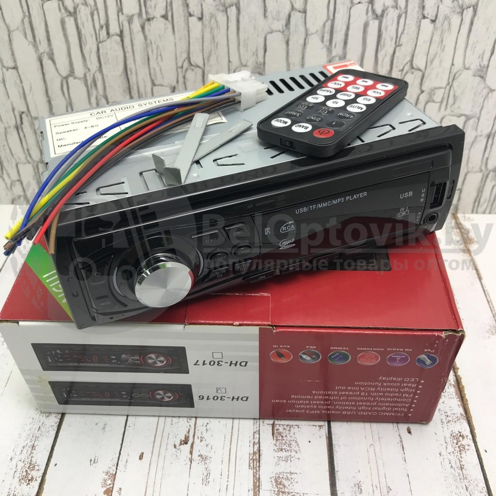 Автомобильная магнитола USB, MP3, AUX, MicroCD, мощность 60W с пультом ДУ модель DH-3016 - фото 5 - id-p153788139