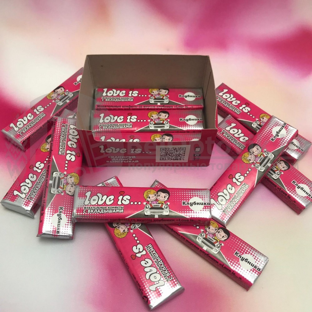 Уценка Блок жевательных конфет с вкладышами Love is..(12 пластин по 5 конфет в каждой. всего 60 конфет) - фото 6 - id-p153788225