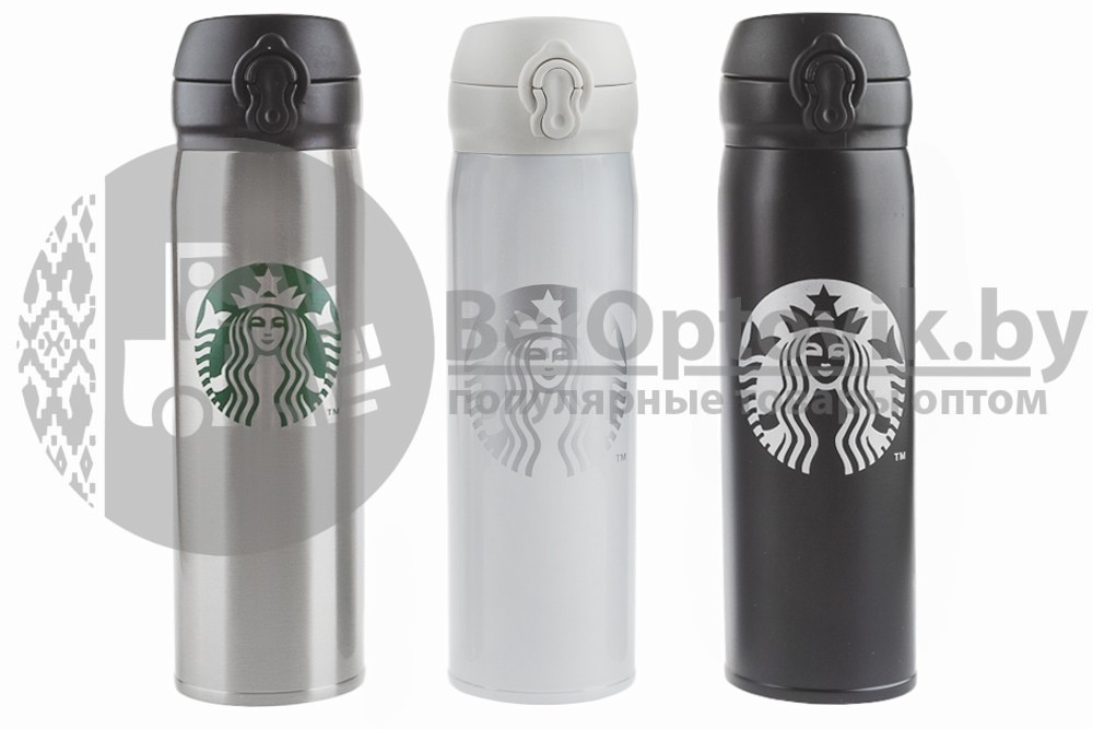 УЦЕНКА Термокружка Starbucks 450мл (Качество А) Белый с логотипом в серебре - фото 2 - id-p153788804