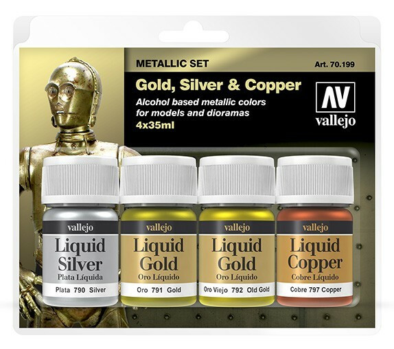 Набор красок Liquid Gold (Gold, Silver & Copper), 32мл.*4 (Испания)
