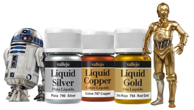 Набор красок Liquid Gold (Gold, Silver & Copper), 32мл.*4 (Испания) - фото 2 - id-p153810558