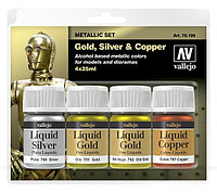 Набор красок Liquid Gold (Gold, Silver & Copper), 32мл.*4 (Испания), фото 1