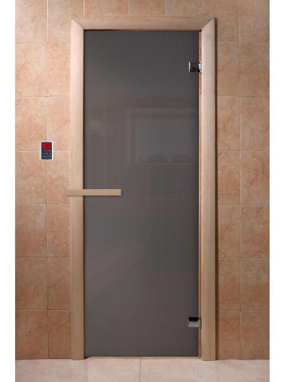 Дверь DOORWOOD 700х1900, (стекло 6 мм, графит прозрачный, дерев. ручка)