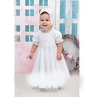 694P/13 Комплект для крещения девочки (платье, чепчик, мешочек) PITUSO р.68-74 Белый