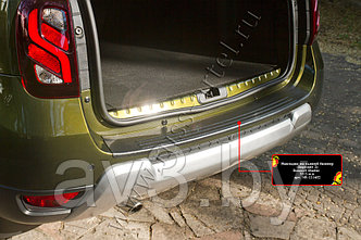Накладка на задний бампер (Вариант3) Renault Duster 2010-2014;2015-  (АБС пластик)