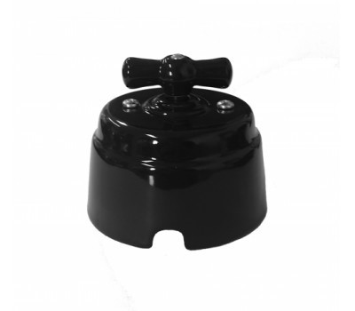 Выключатель поворотный керамический Interior Electric, серия "Арбат", 1-2 кл., 220/10А, черный - фото 1 - id-p153835832