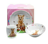 Набор для завтрака фарфоровый детский 3 предмета: тарелка, салатик, чашка арт. C 651, фото 2