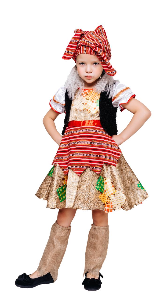 Детский карнавальный костюм для девочки Баба Яга Пуговка 1068 к-20