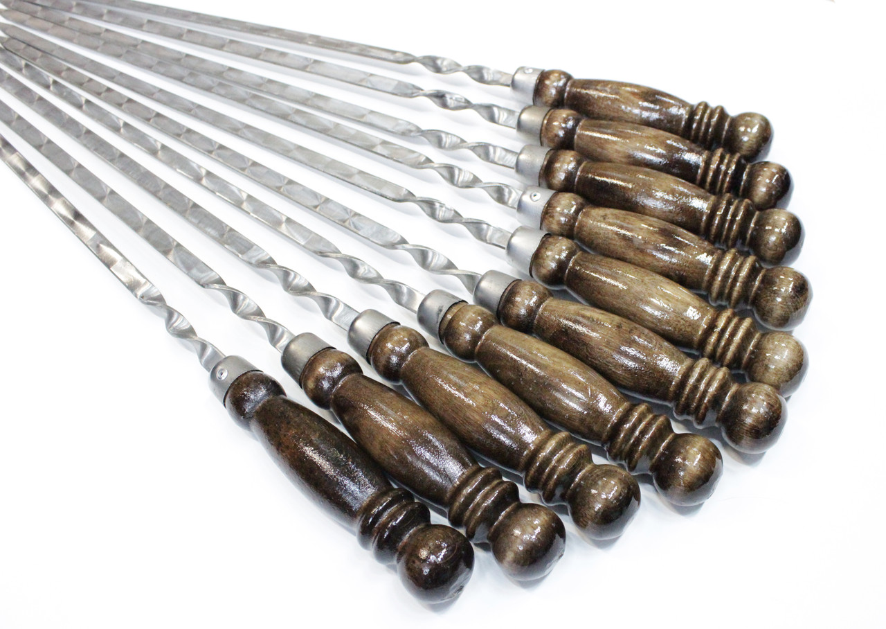 Набор кованых шампуров с деревянной ручкой (10шт) Серые - фото 1 - id-p153875811