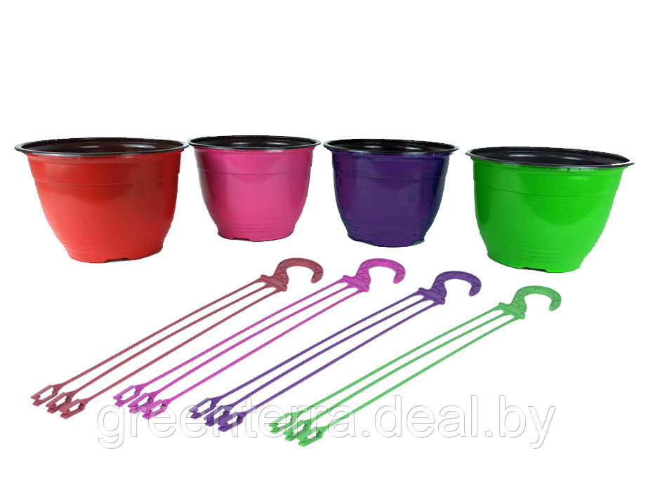 Цветные подвесные пластиковые формованные кашпо 3,5л