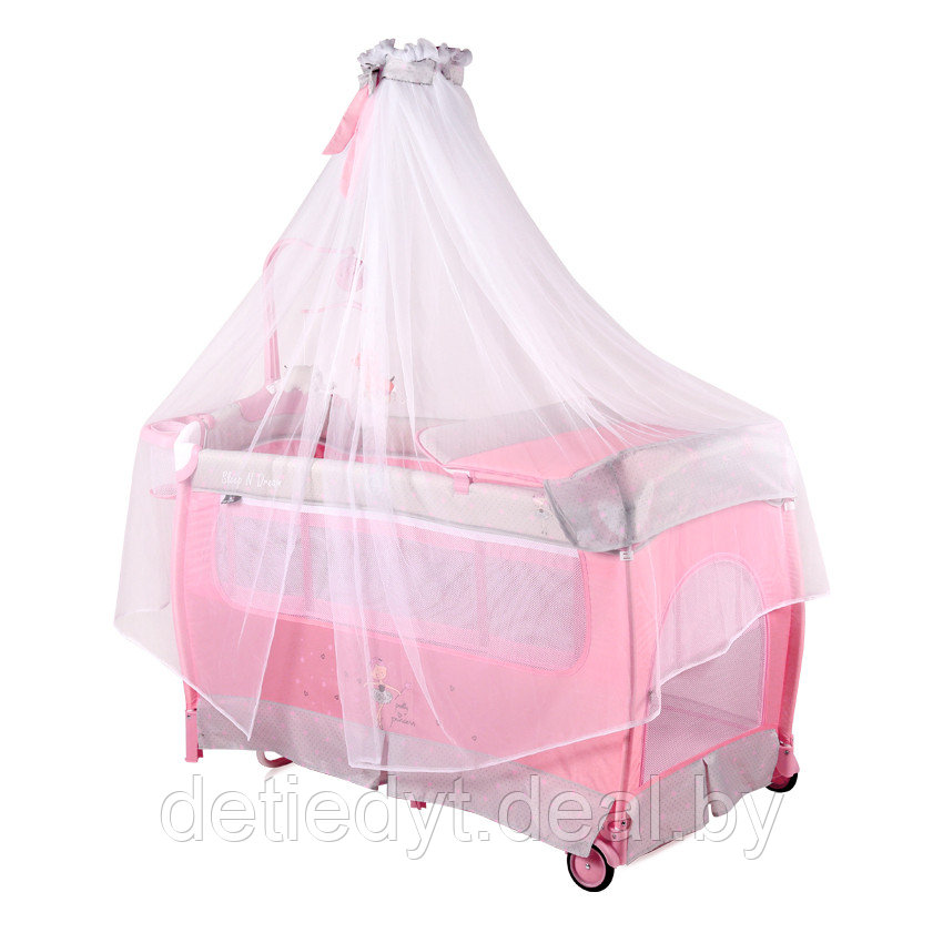Манеж-кровать Lorelli Sleep’N’Dream 2 Plus Rocker Pink Ballet