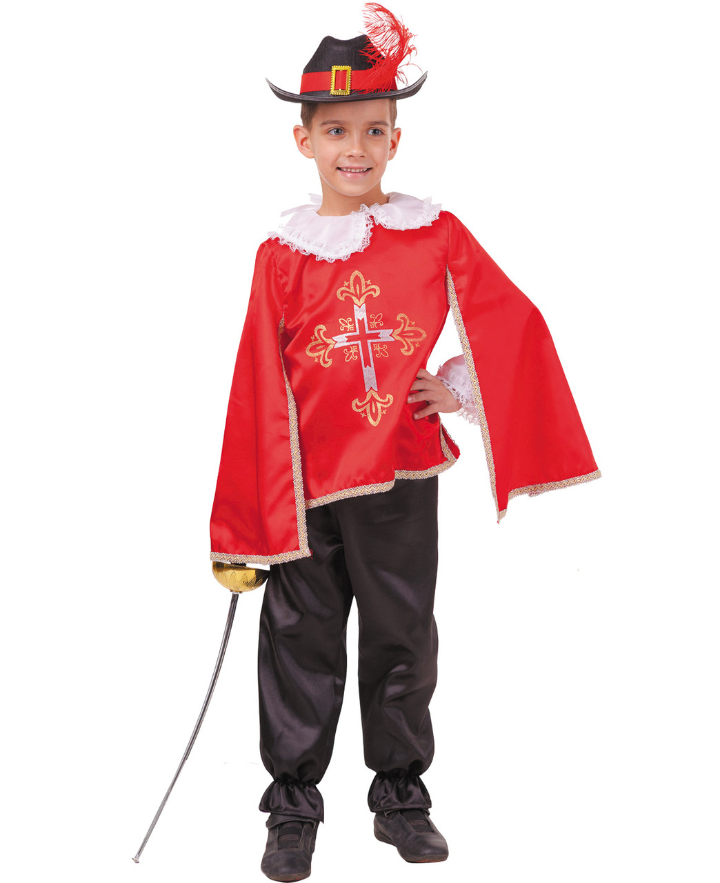 Детский карнавальный костюм Мушкетер красный Пуговка 2030 к-18